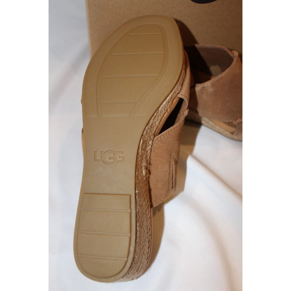 NIB UGG WOMEN'S TAIA WEDGE CRISS CROSS SUEDE SANDALS CHESTNUT - Picture 6 of 6